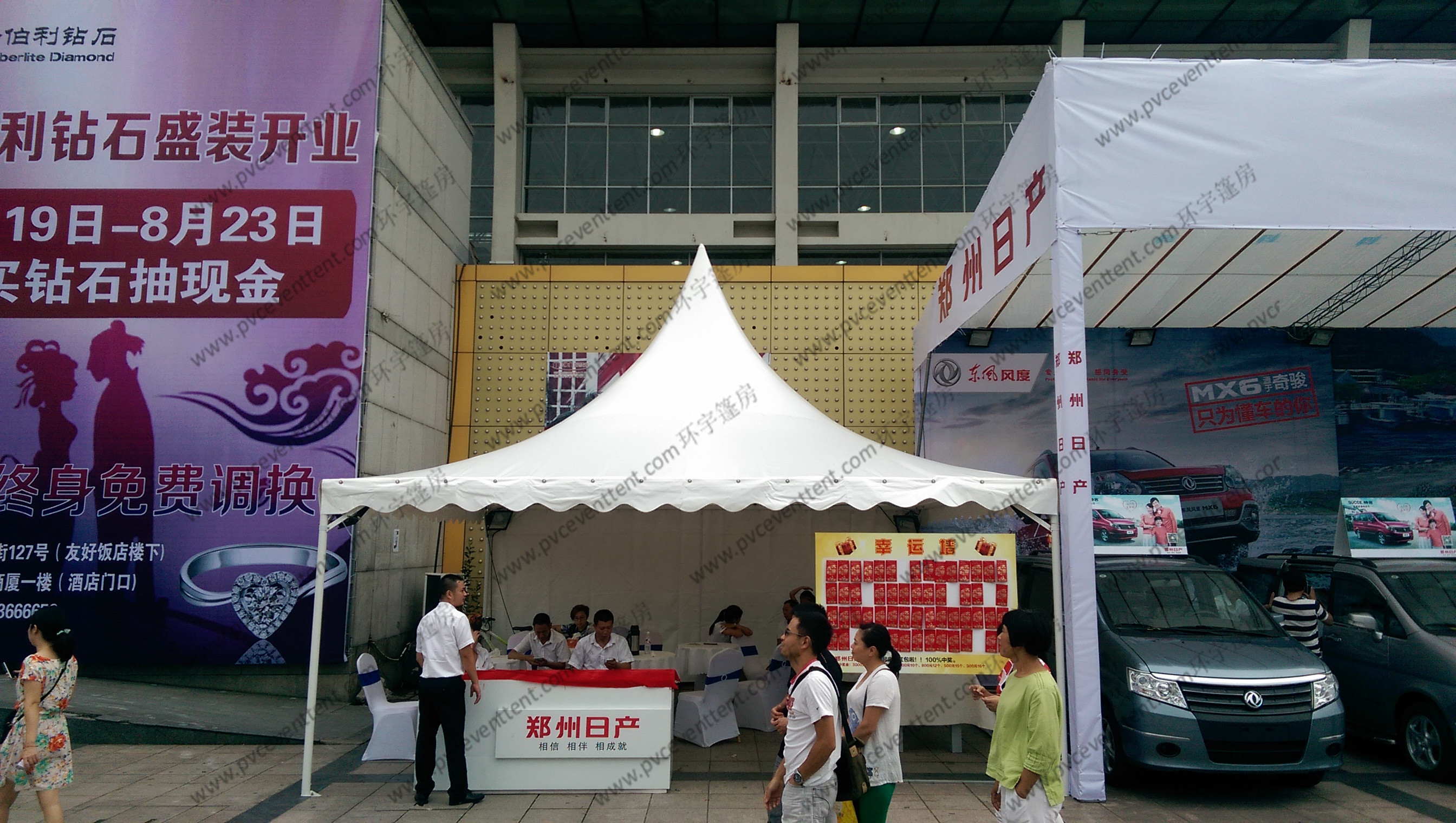 High Peak Outdoor Exhibition Tents White PVC Cover Aluminum Frame For Car Exhibition